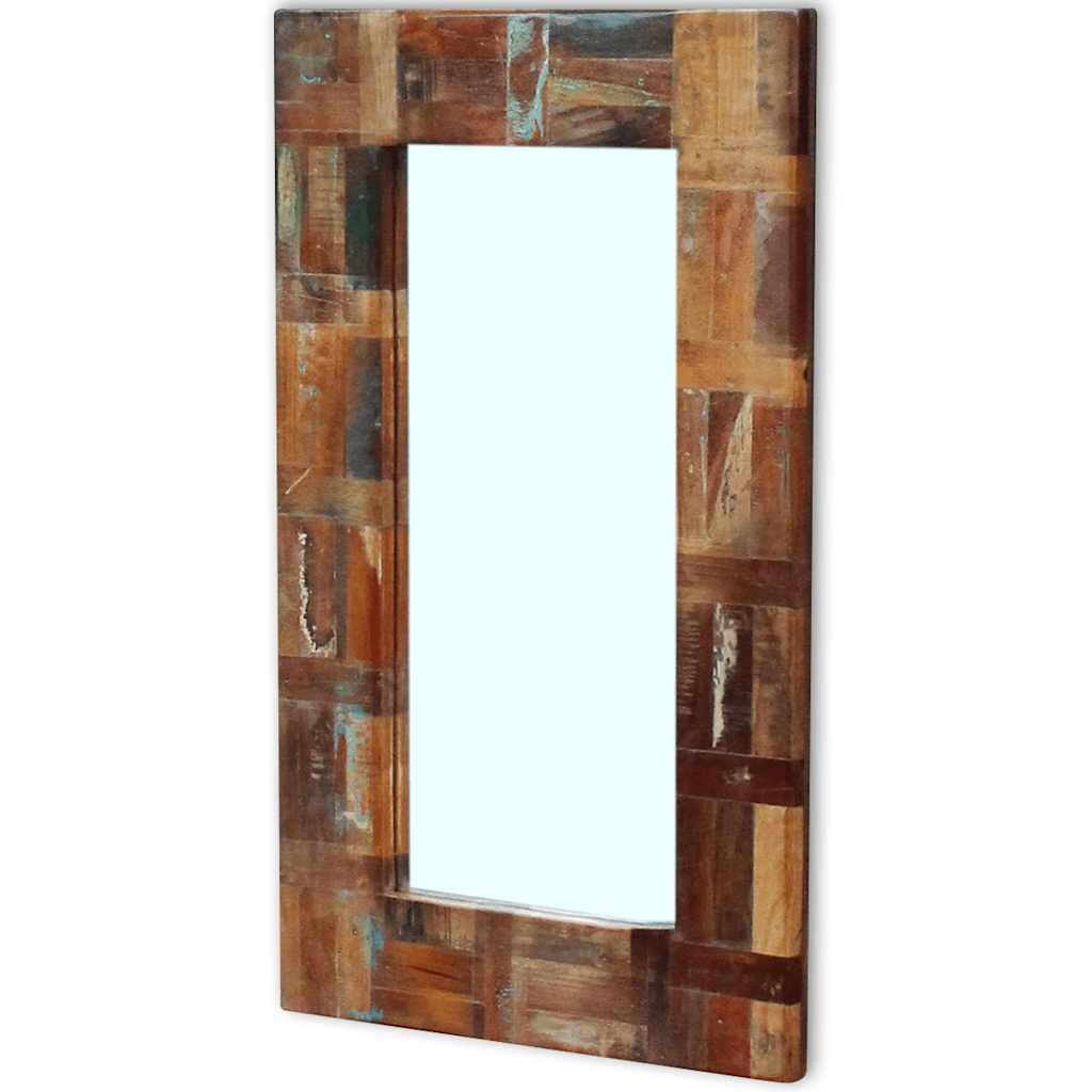 vidaXL Spegel massivt återvunnet trä 80x50 cm