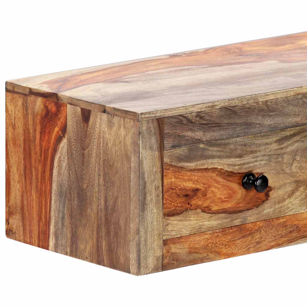 vidaXL Väggmonterat avlastningsbord 100x25x20 cm massivt sheshamträ