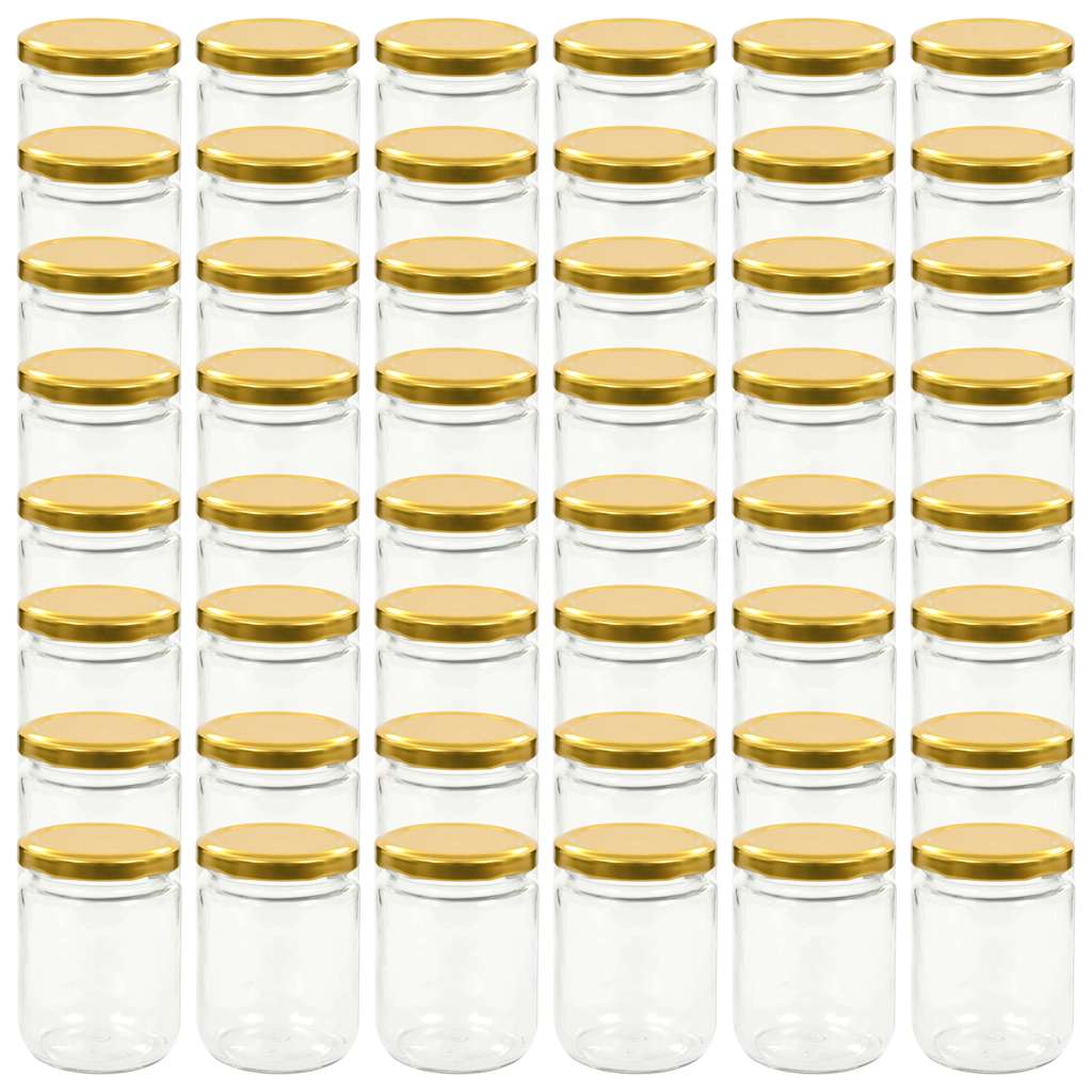 vidaXL Syltburkar i glas med guldfärgade lock 48 st 230 ml