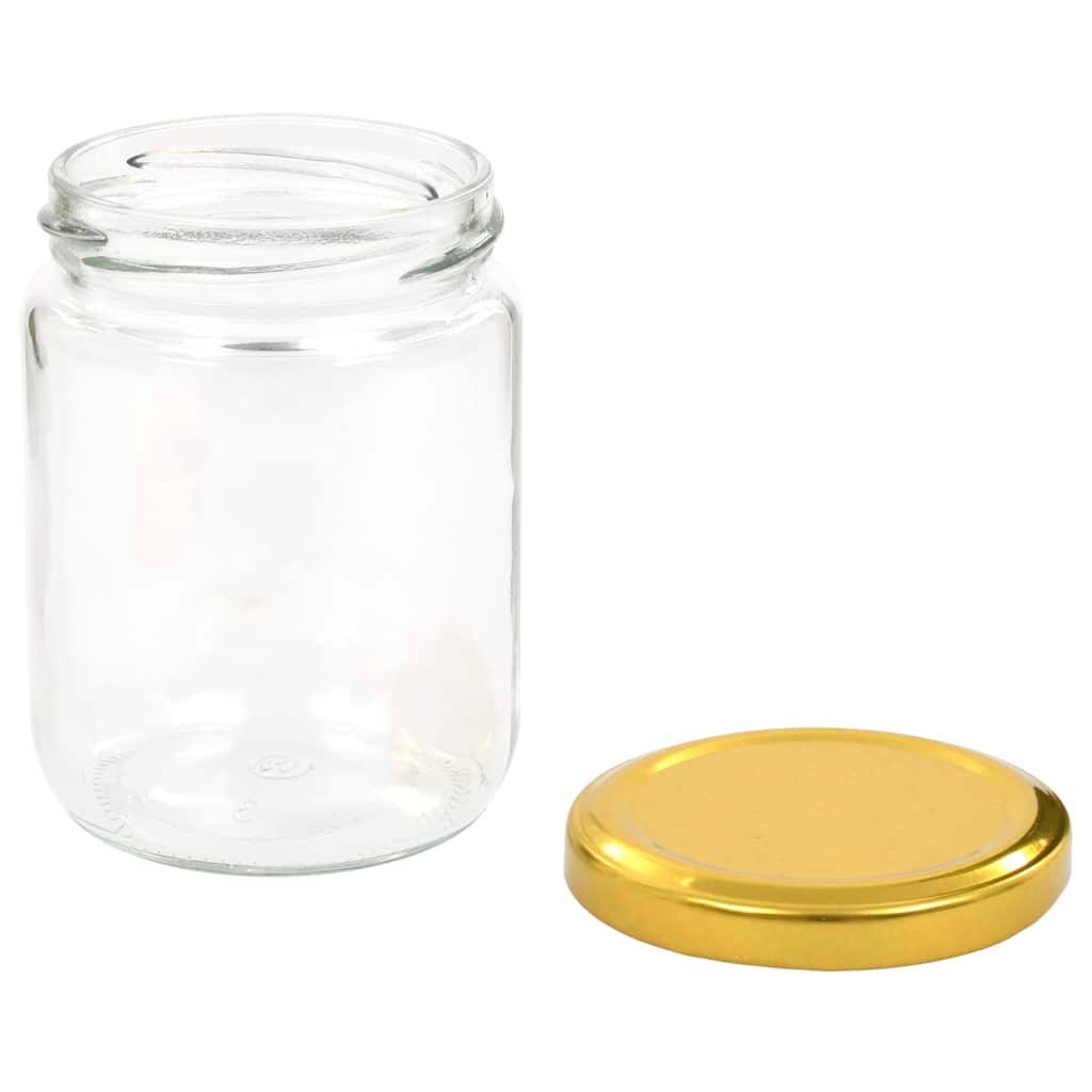 vidaXL Syltburkar i glas med guldfärgade lock 48 st 230 ml