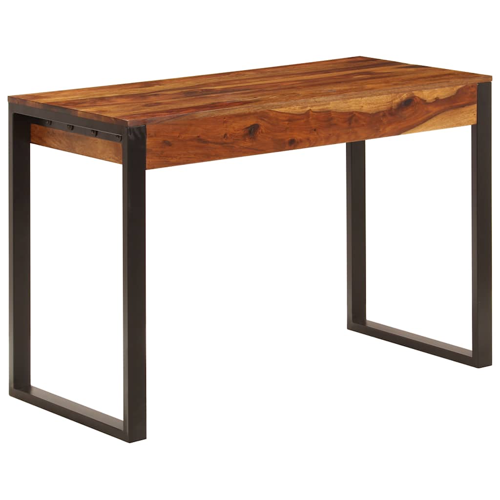 vidaXL Skrivbord 110x55x78 cm massivt sheshamträ och stål