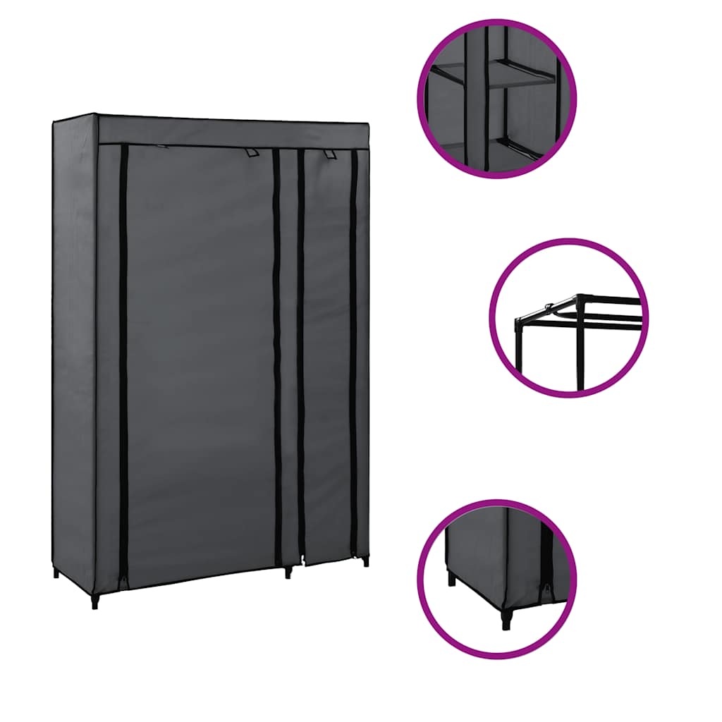 vidaXL Resegarderob grå 110x45x175 cm tyg