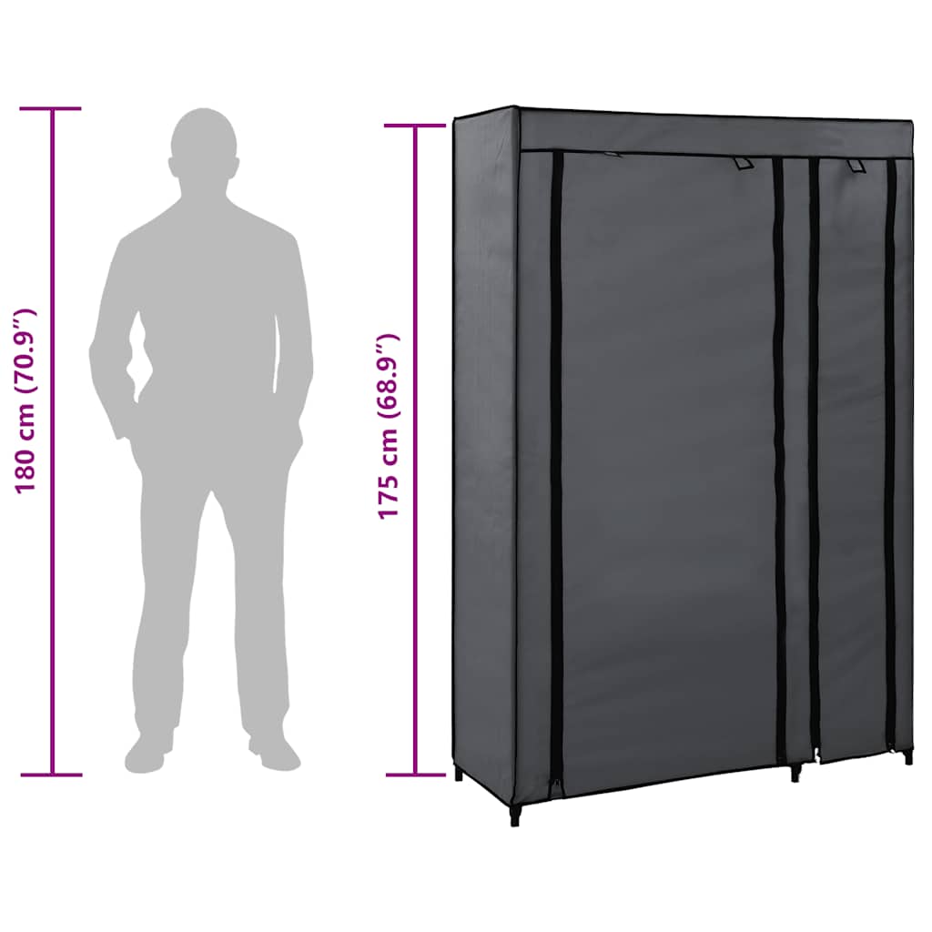 vidaXL Resegarderob grå 110x45x175 cm tyg