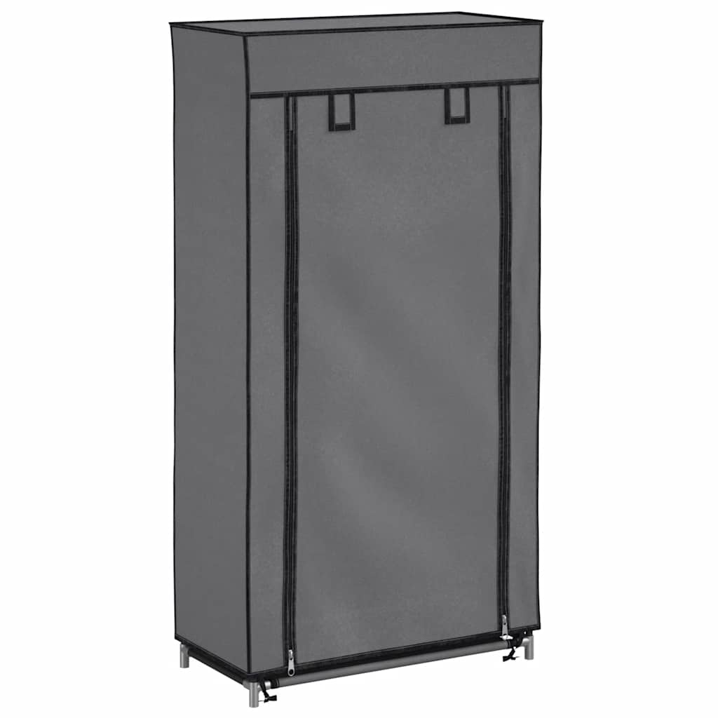 vidaXL Skoförvaring med överdrag grå 58x28x106 cm tyg
