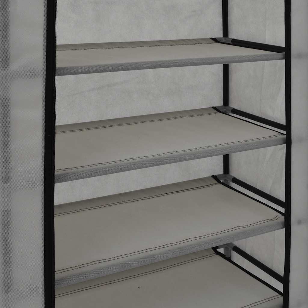 vidaXL Skoförvaring med överdrag grå 58x28x106 cm tyg