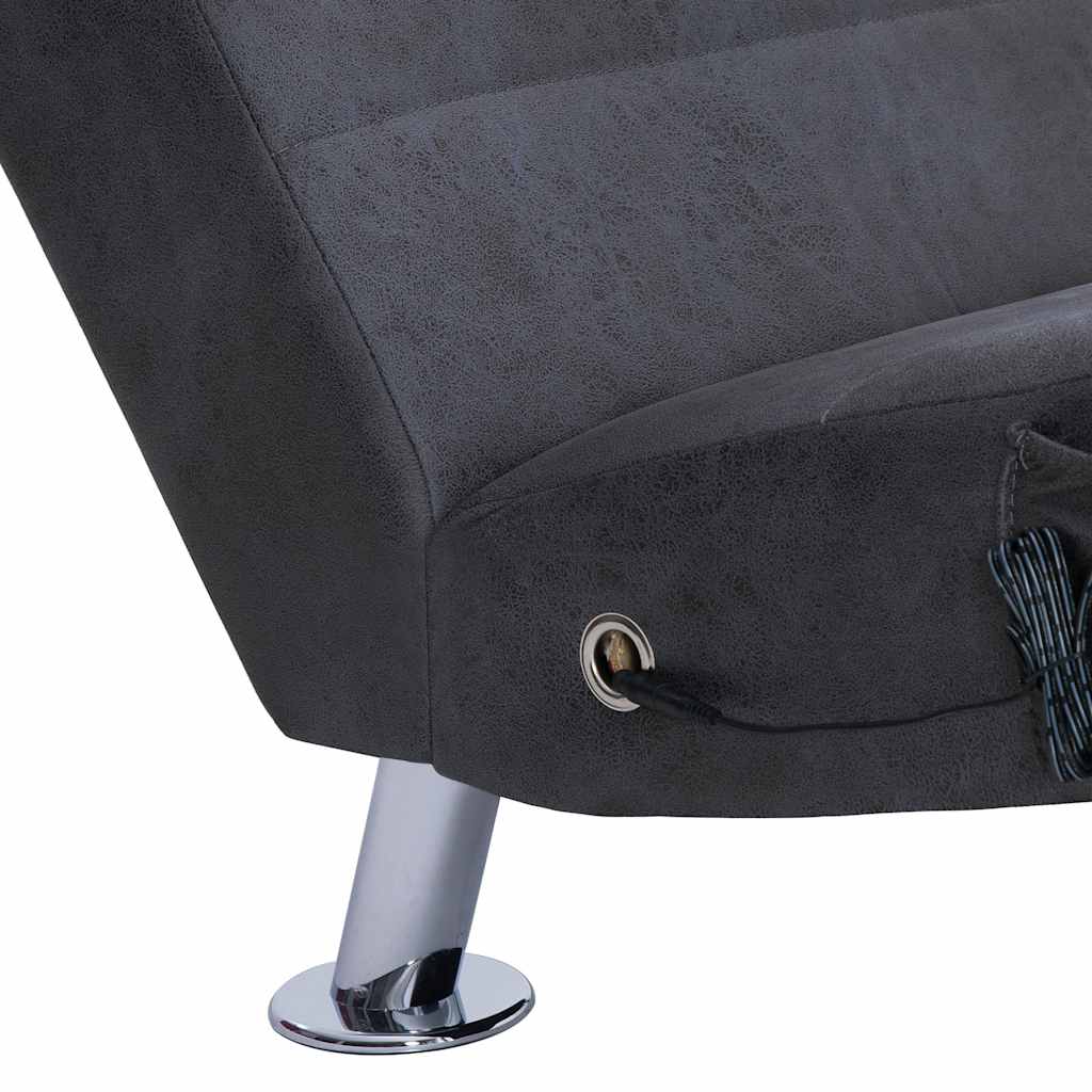vidaXL Massageschäslong med kudde grå konstmocka