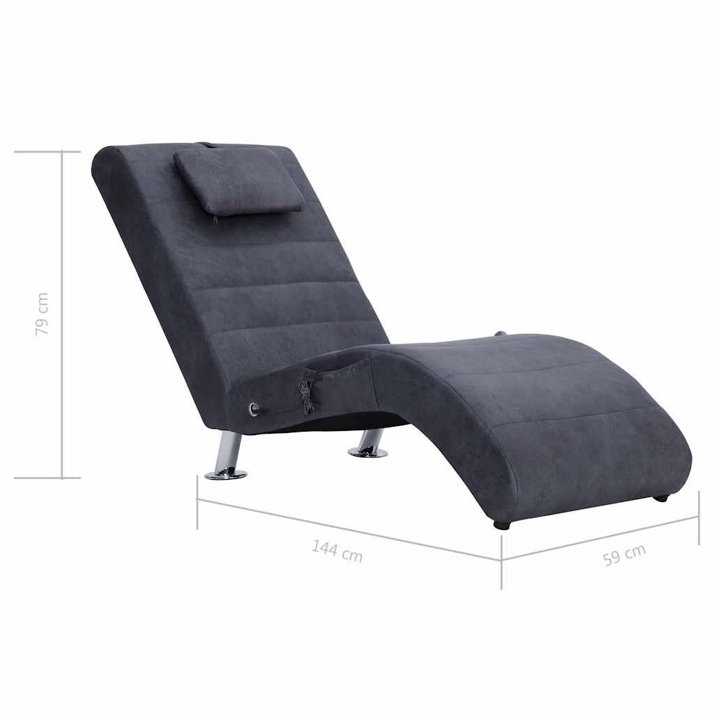 vidaXL Massageschäslong med kudde grå konstmocka