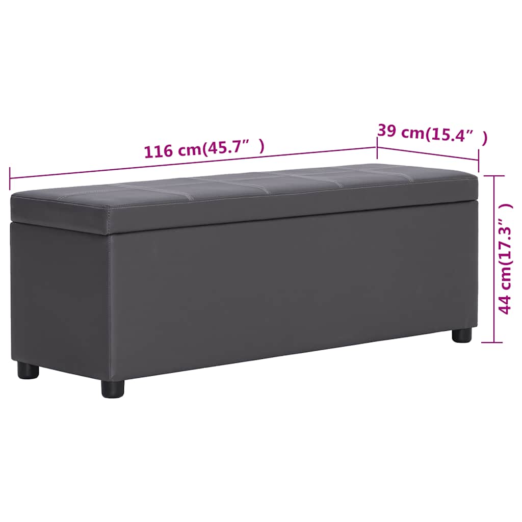 vidaXL Bänk med förvaringsutrymme 116 cm grå konstläder