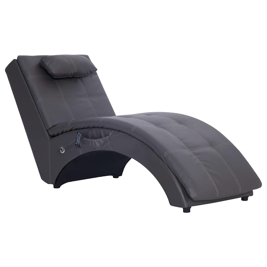 vidaXL Massageschäslong med kudde grå konstläder