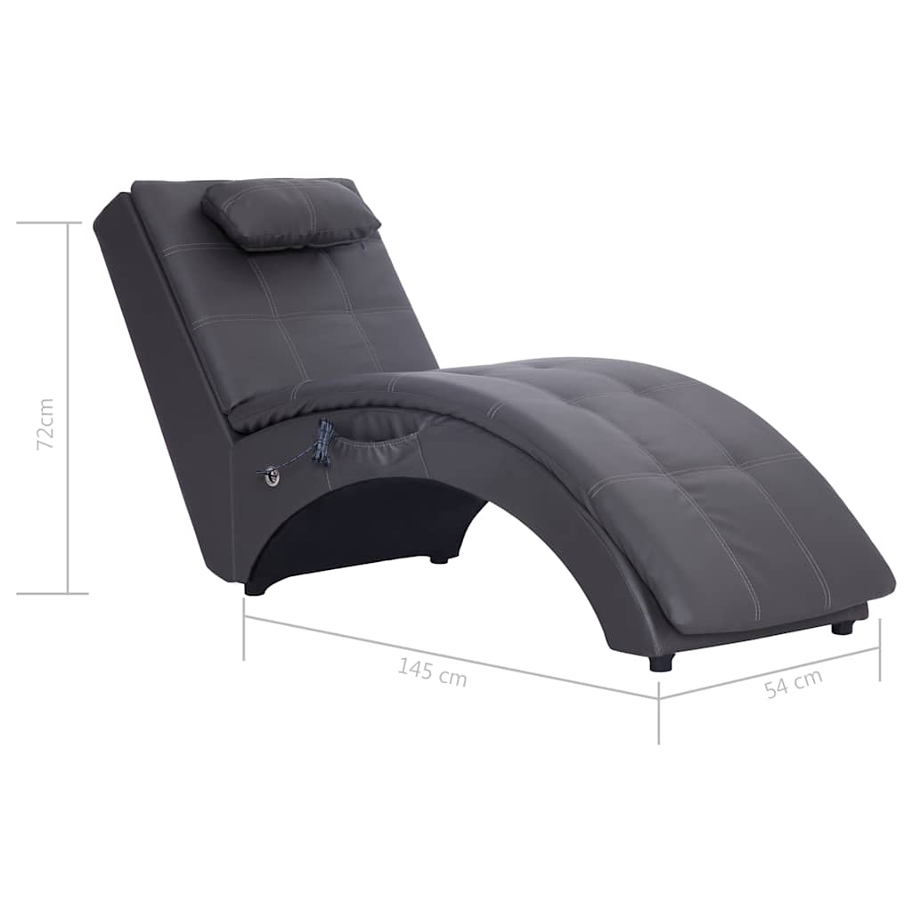 vidaXL Massageschäslong med kudde grå konstläder