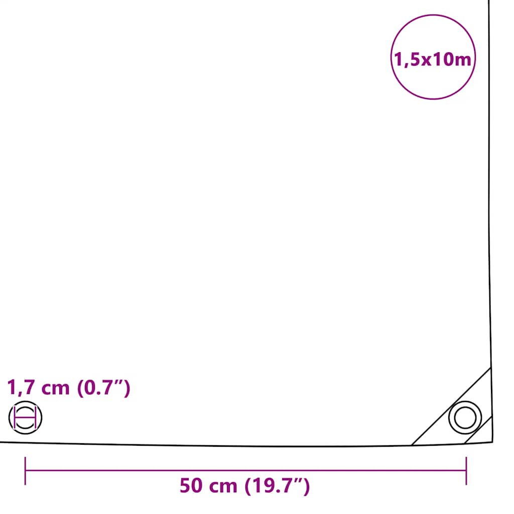 vidaXL Presenning 650 g/m² 1,5x10 m vit