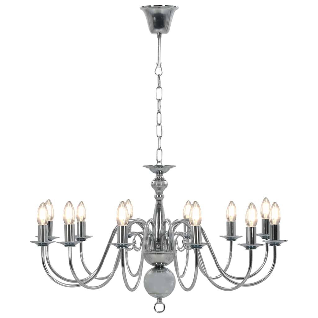 vidaXL Takkrona silver 12 x E14-glödlampor