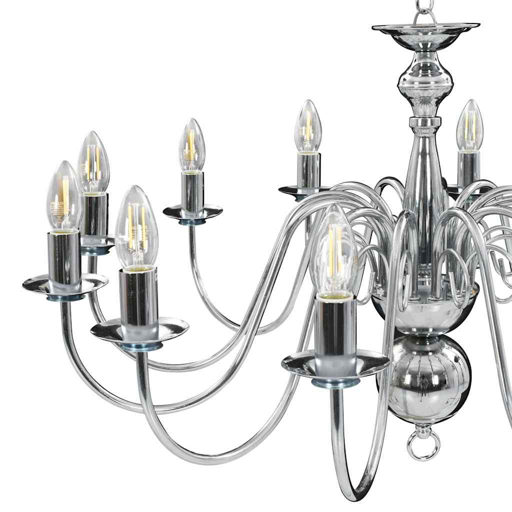 vidaXL Takkrona silver 12 x E14-glödlampor