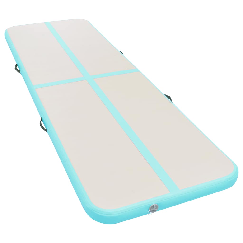 vidaXL Uppblåsbar gymnastikmatta med pump 600x100x10 cm PVC grön