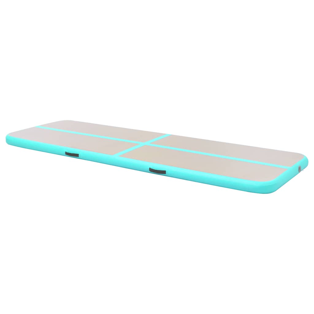 vidaXL Uppblåsbar gymnastikmatta med pump 600x100x10 cm PVC grön