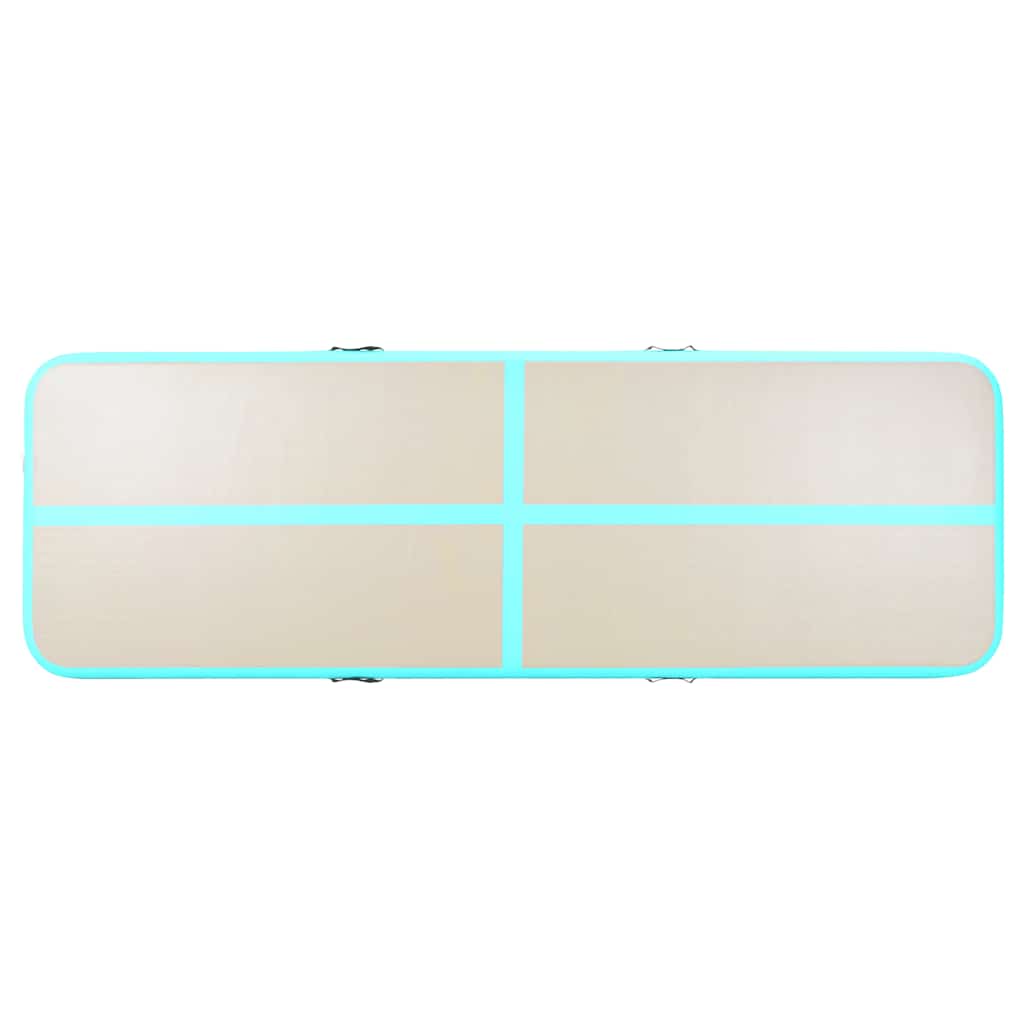 vidaXL Uppblåsbar gymnastikmatta med pump 600x100x10 cm PVC grön