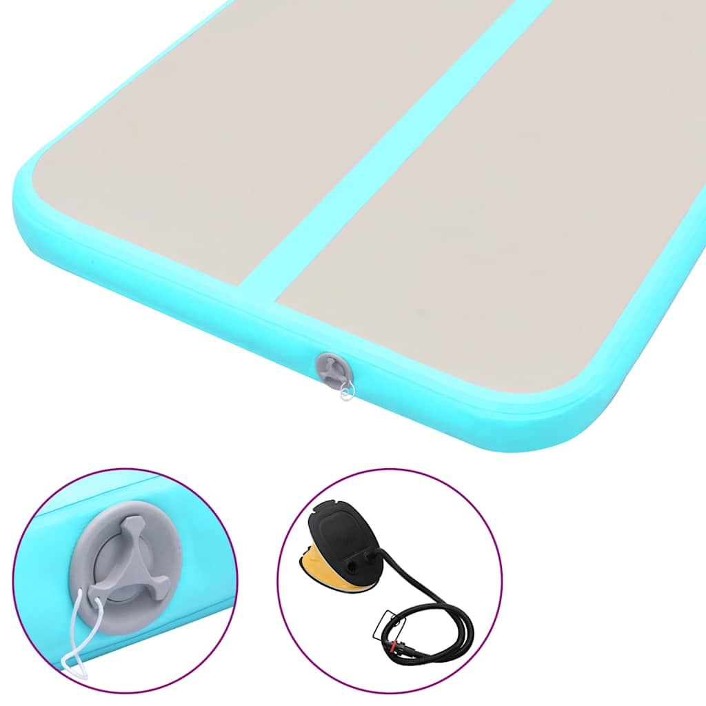 vidaXL Uppblåsbar gymnastikmatta med pump 600x100x10 cm PVC grön