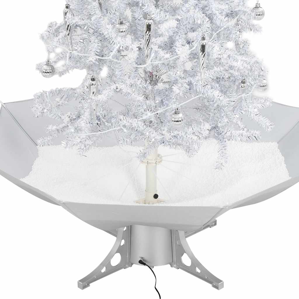 vidaXL Julgran med snö och paraplybas vit 140 cm