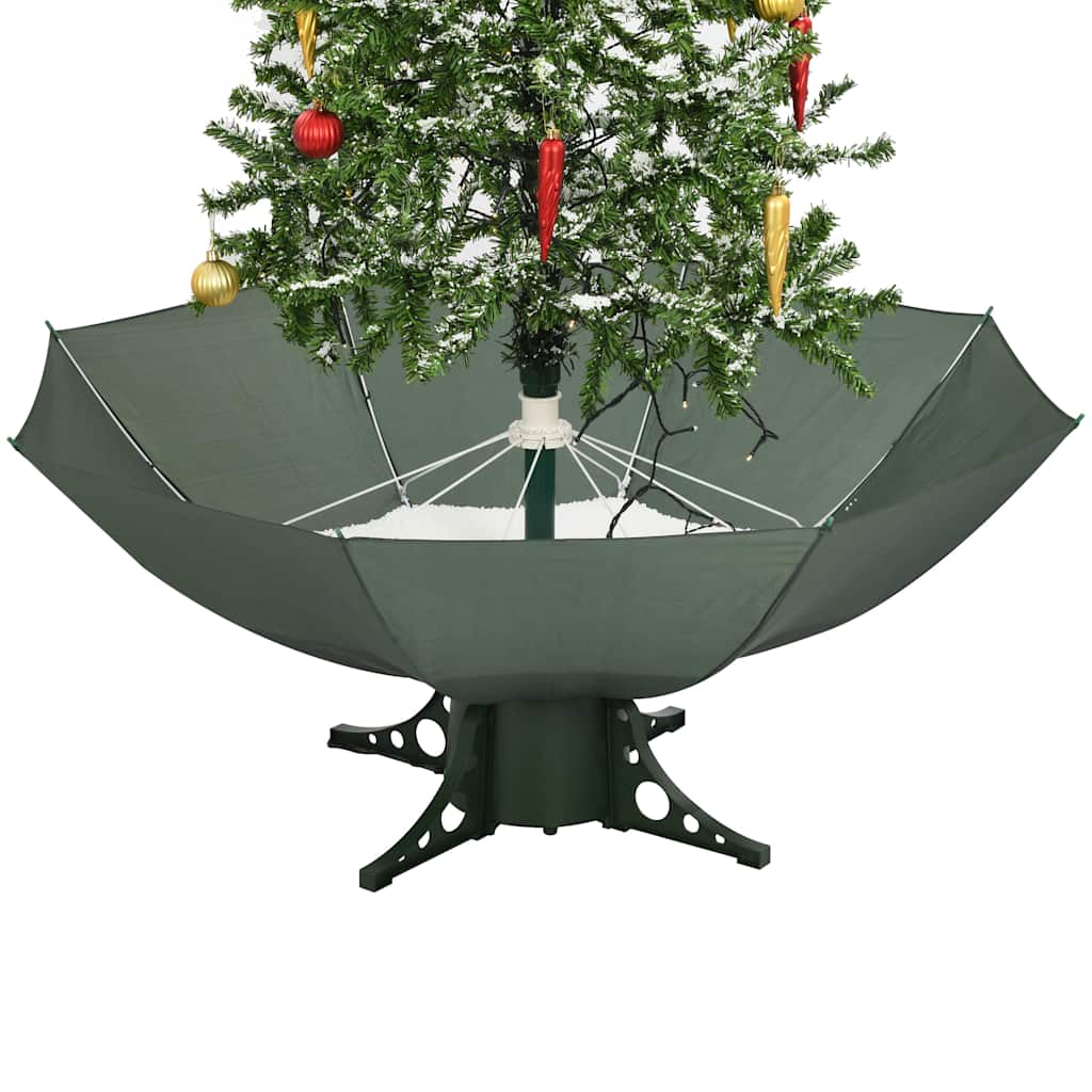 vidaXL Julgran med snö och paraplybas grön 170 cm