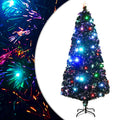 vidaXL Förbelyst julgran med fot och LED 180 cm fiberoptik