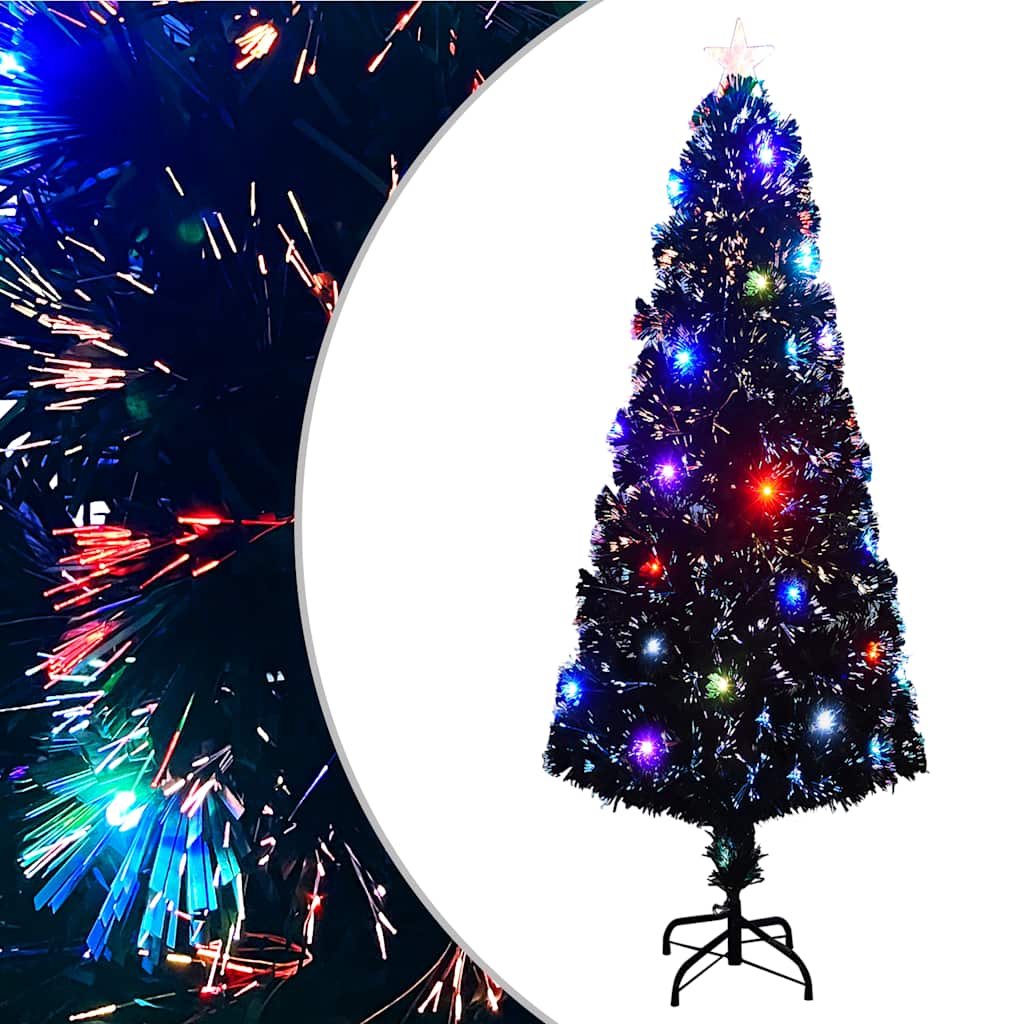vidaXL Förbelyst julgran med fot och LED 240 cm fiberoptik