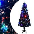 vidaXL Förbelyst julgran med fot och LED 240 cm fiberoptik