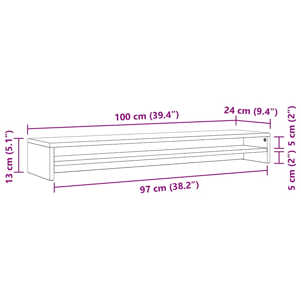 vidaXL Skärmställ sonoma-ek 100x24x13 cm konstruerat trä