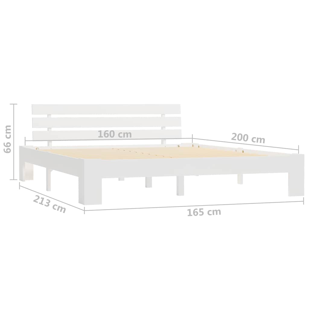 vidaXL Sängram utan madrass vit 160x200 cm massiv furu