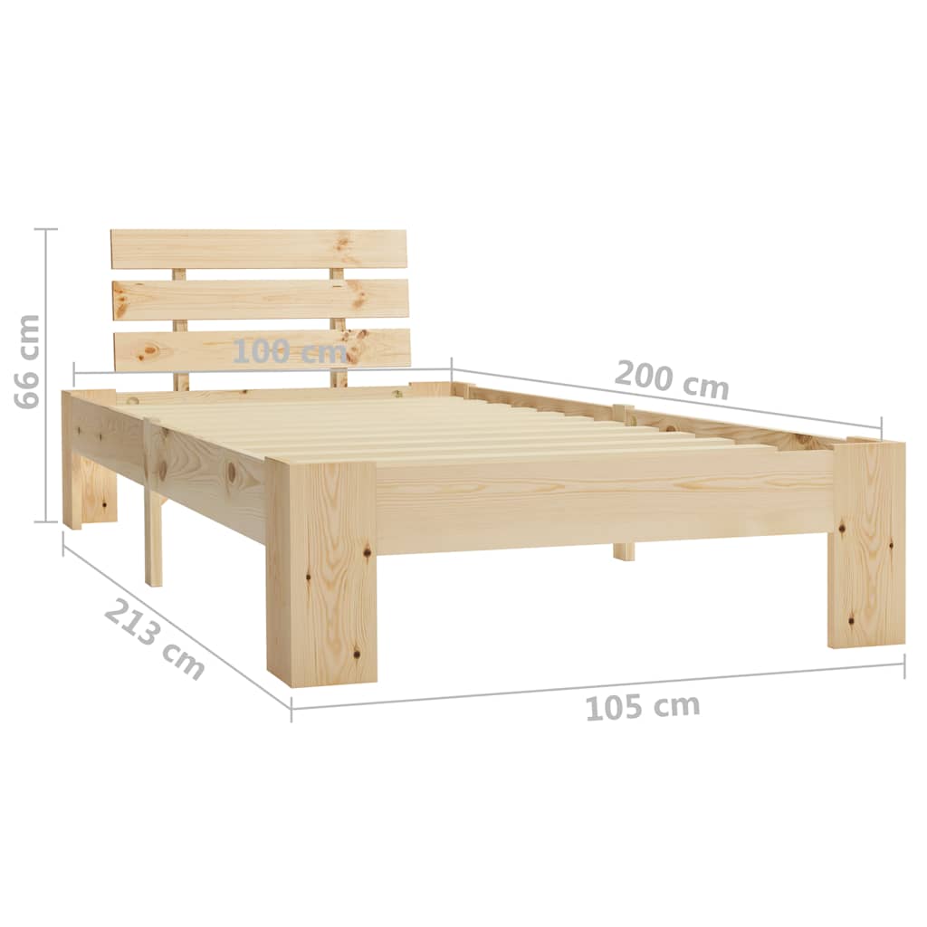 vidaXL Sängram utan madrass massiv furu 100x200 cm