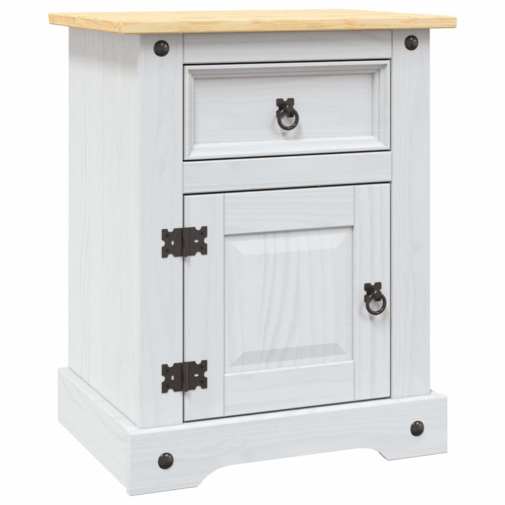 vidaXL Nattduksbord mexikansk coronastil furu vit 53x39x67 cm