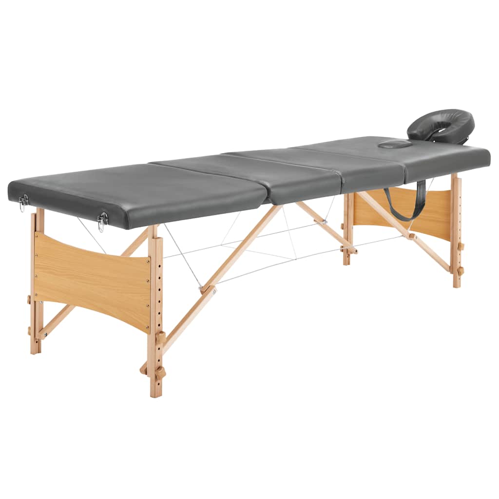 vidaXL Massagebänk med 4 zoner träram antracit 186x68 cm