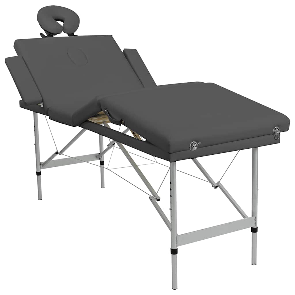 vidaXL Massagebänk med 4 zoner aluminiumram antracit 186x68 cm