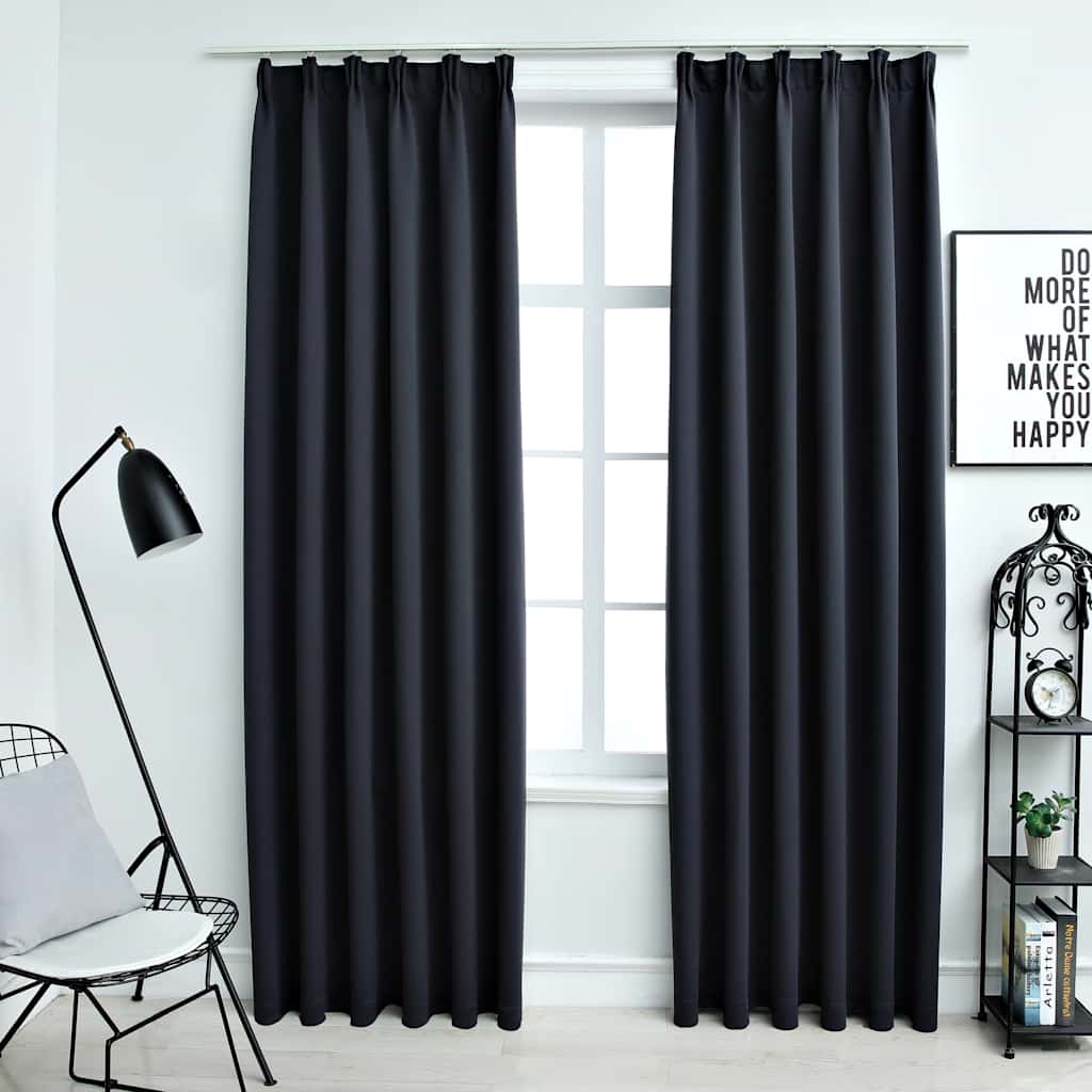vidaXL Mörkläggningsgardiner med krokar 2 st antracit 140x175 cm