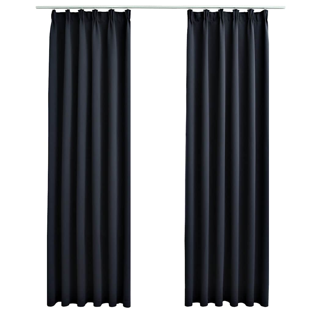 vidaXL Mörkläggningsgardiner med krokar 2 st antracit 140x245 cm