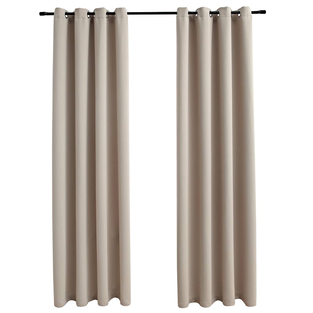 vidaXL Mörkläggningsgardiner med metallringar 2 st beige 140x225 cm