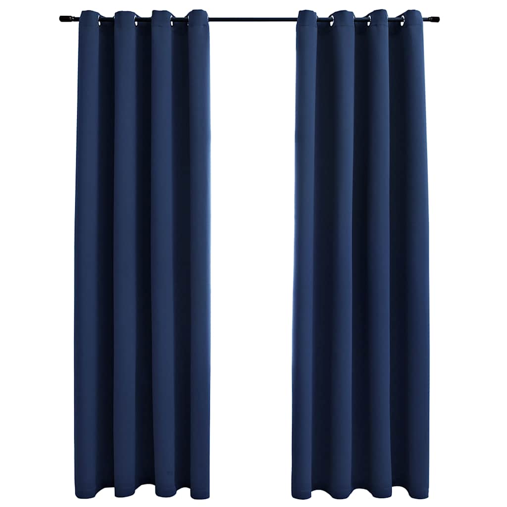vidaXL Mörkläggningsgardiner med metallringar 2 st blå 140x225 cm