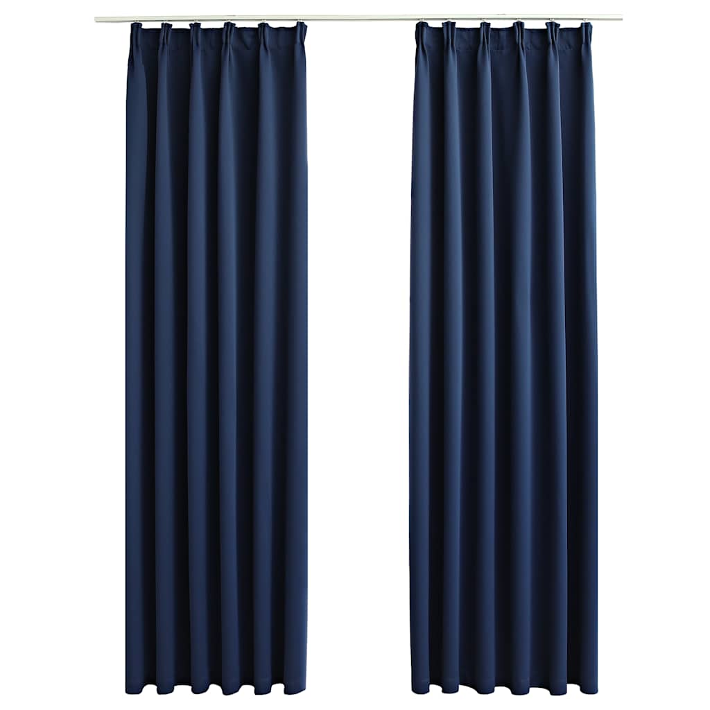 vidaXL Mörkläggningsgardiner med krokar 2 st blå 140x245 cm