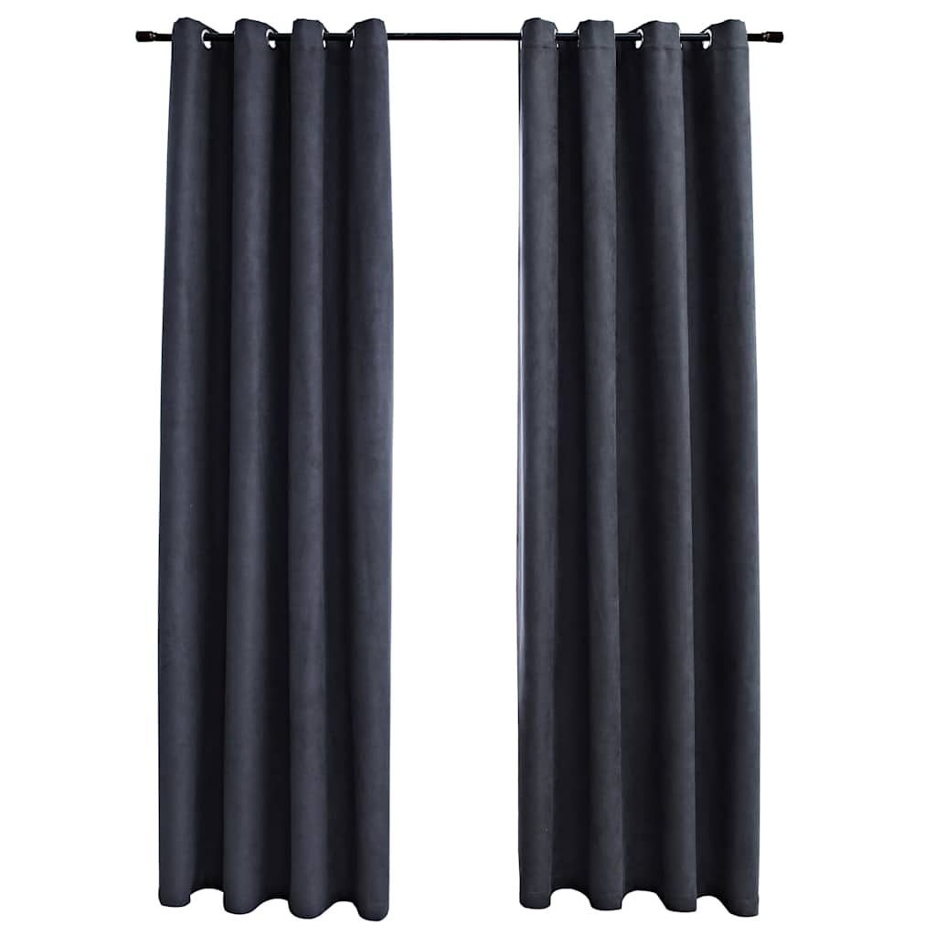 vidaXL Mörkläggningsgardiner med metallringar 2 st antracit 140x245 cm
