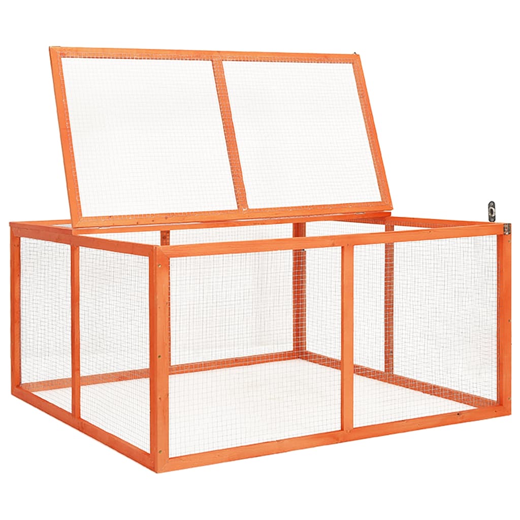 vidaXL Kaninbur 124x120x60 cm massivt granträ