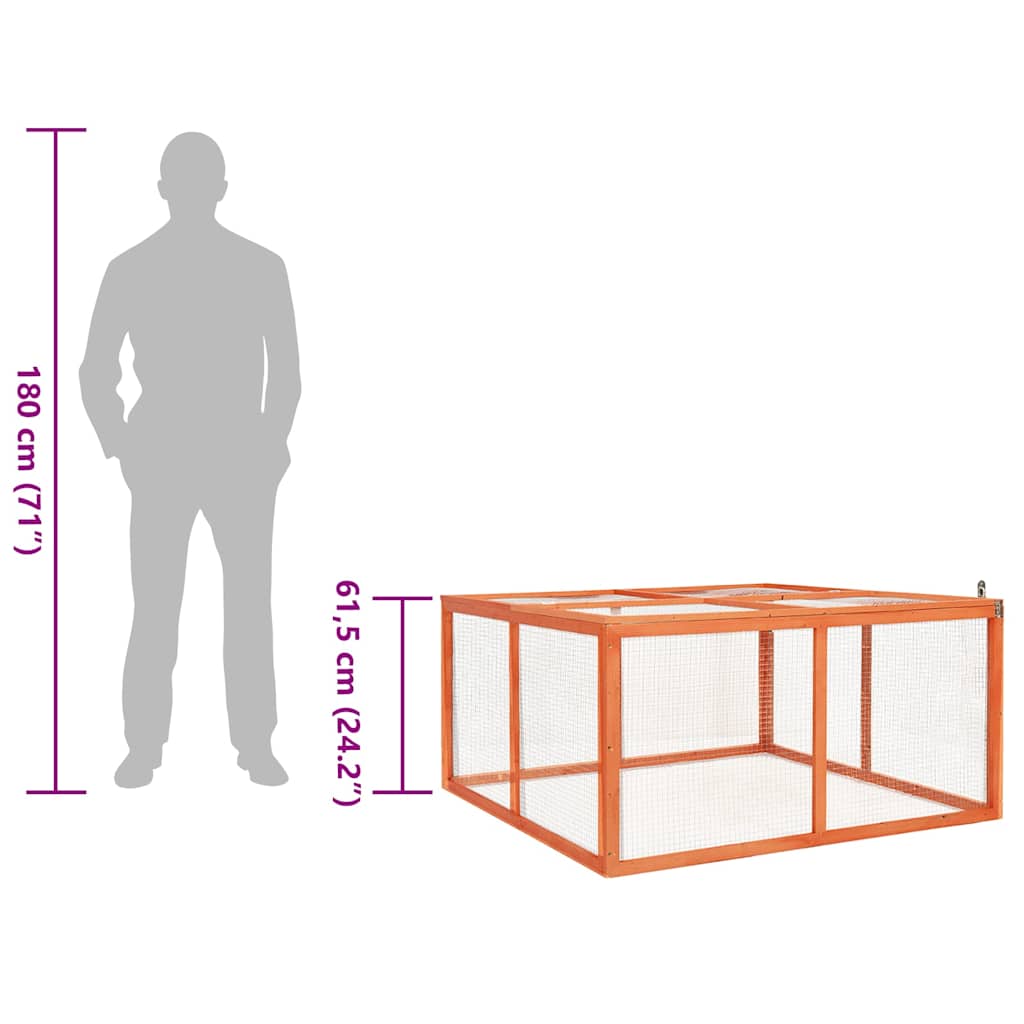 vidaXL Kaninbur 124x120x60 cm massivt granträ