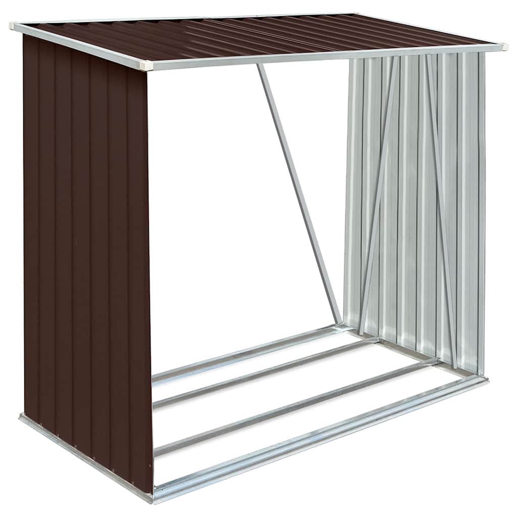 vidaXL Vedskjul galvaniserat stål 163x83x154 cm brun
