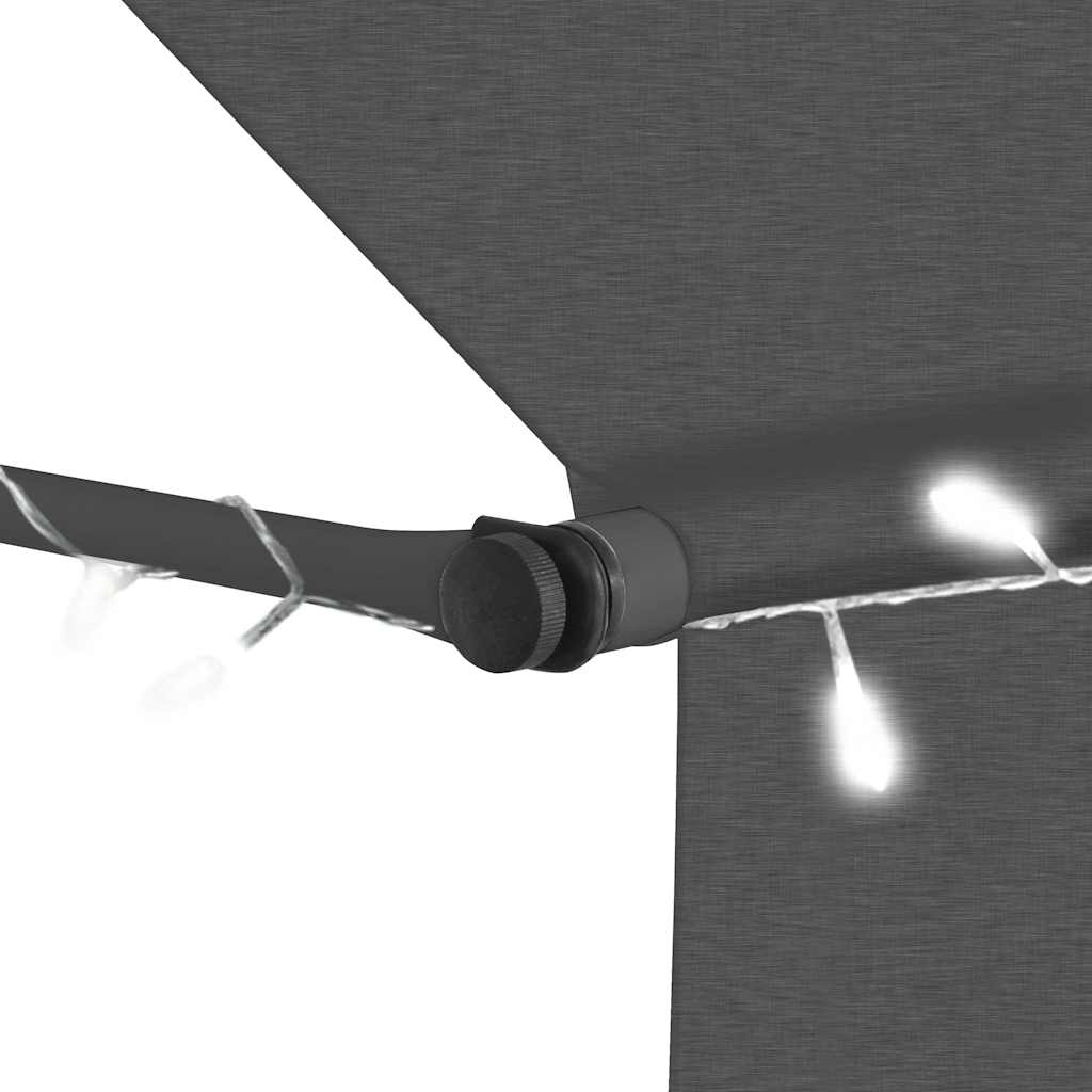 vidaXL Markis manuellt infällbar med LED 100 cm antracit