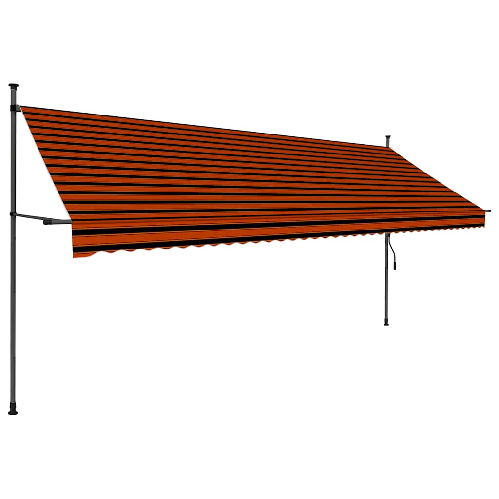 vidaXL Markis manuellt infällbar med LED 400 cm orange och brun