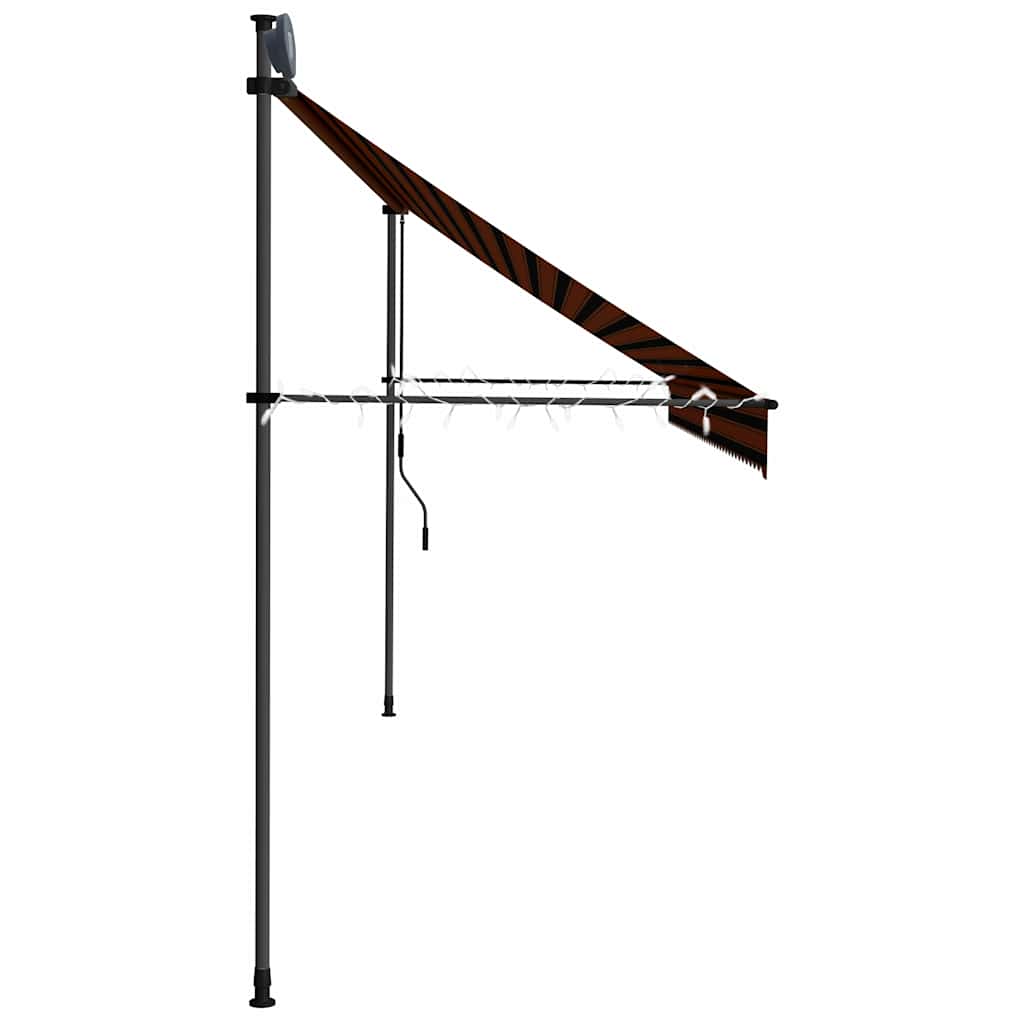 vidaXL Markis manuellt infällbar med LED 400 cm orange och brun