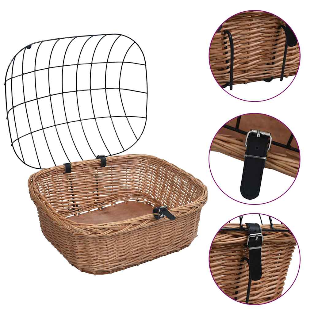vidaXL Cykelkorg för hund med dyna 50x45x35 cm naturlig pil