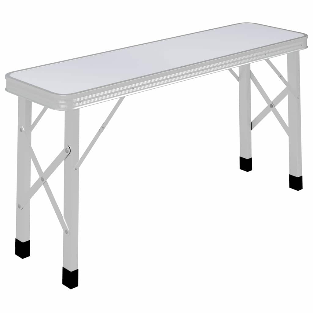 vidaXL Hopfällbart campingbord med 2 bänkar aluminium vit