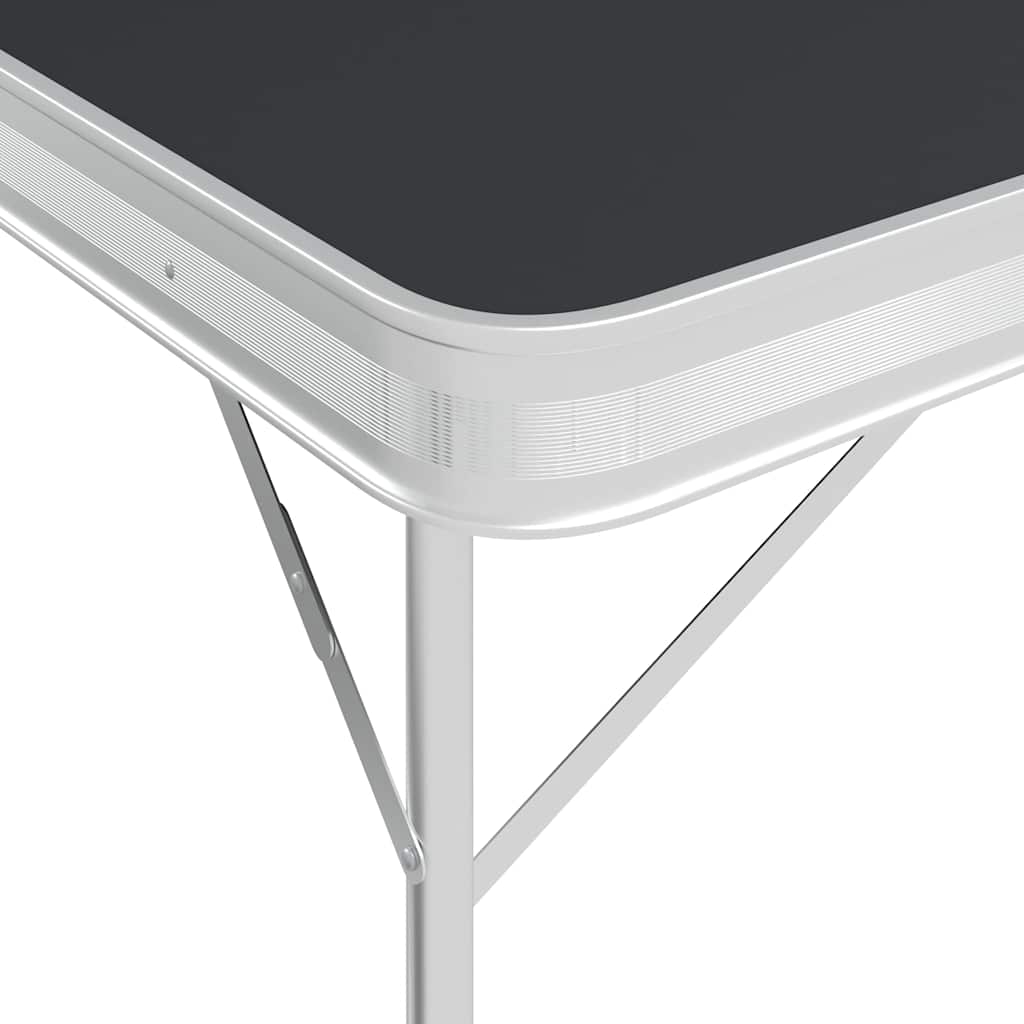 vidaXL Hopfällbart campingbord med 2 bänkar aluminium grå
