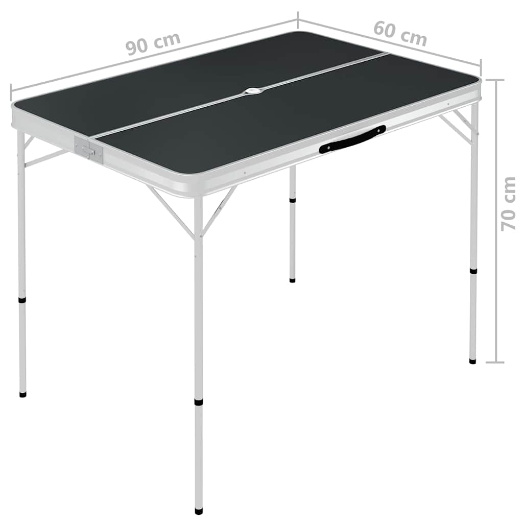 vidaXL Hopfällbart campingbord med 2 bänkar aluminium grå