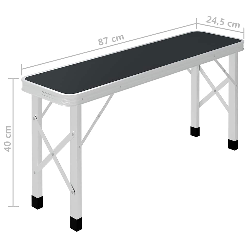 vidaXL Hopfällbart campingbord med 2 bänkar aluminium grå