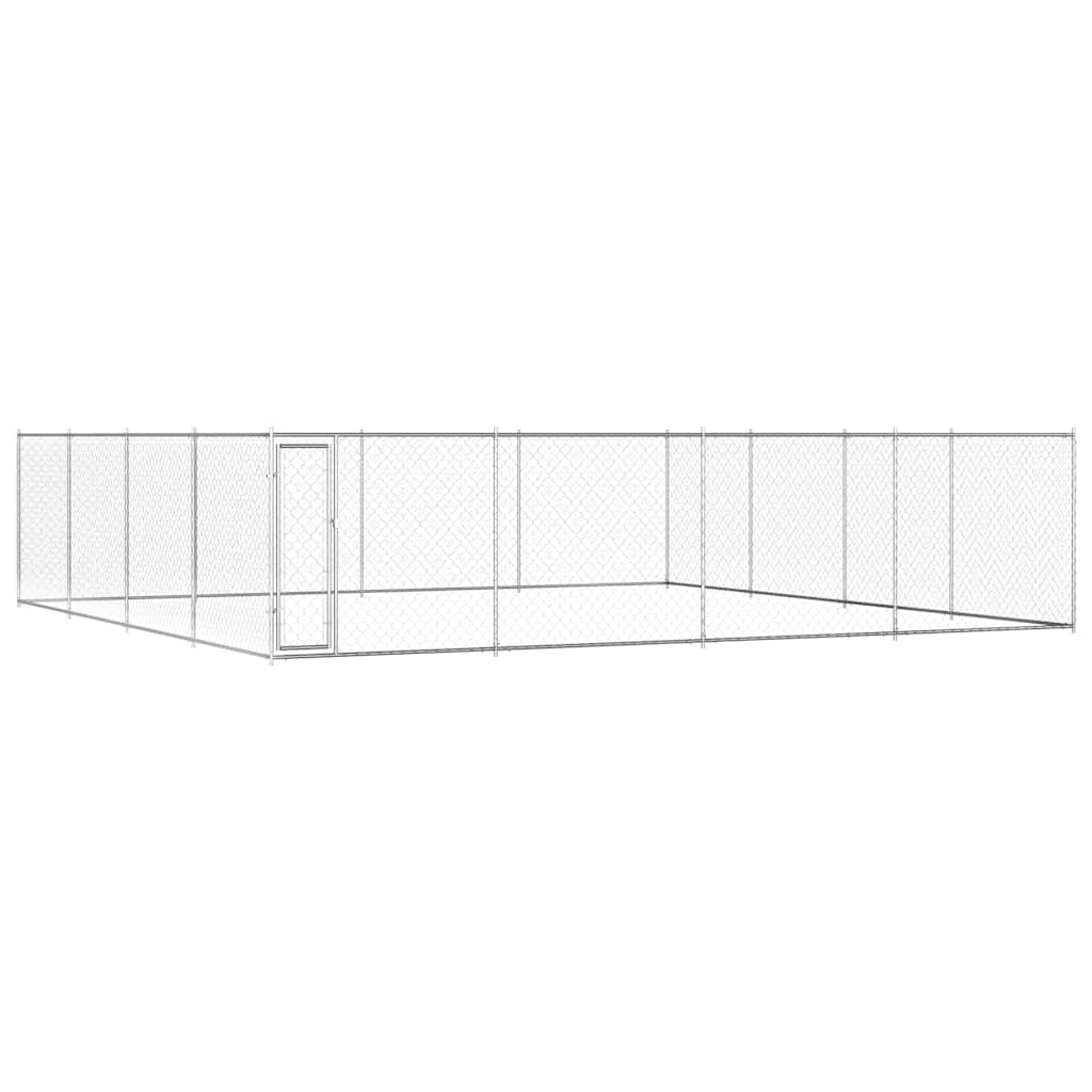 vidaXL Hundgård för utomhusbruk galvaniserat stål 760x760x185 cm